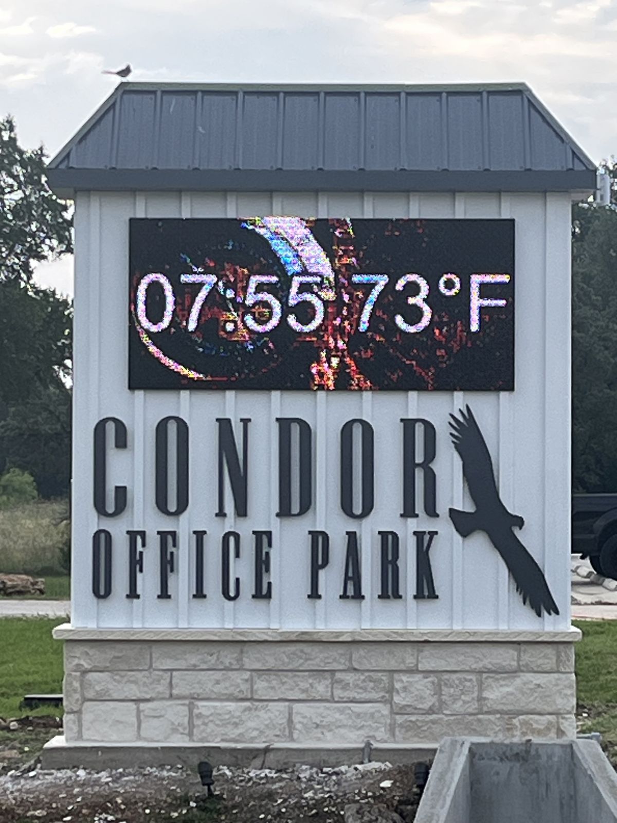 a monument sign with an EMC installed at Condor Office Park in Georgetown, TX