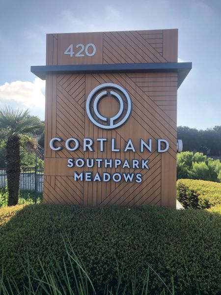 monument sign for Cordland southpark meadows in Austin
